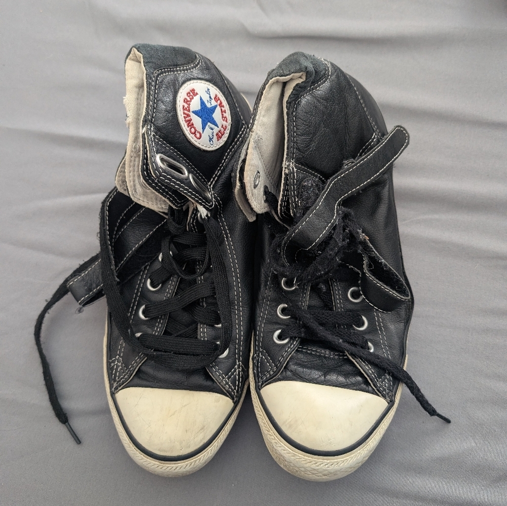 Converse Black and White High-Top Leather Sneakers